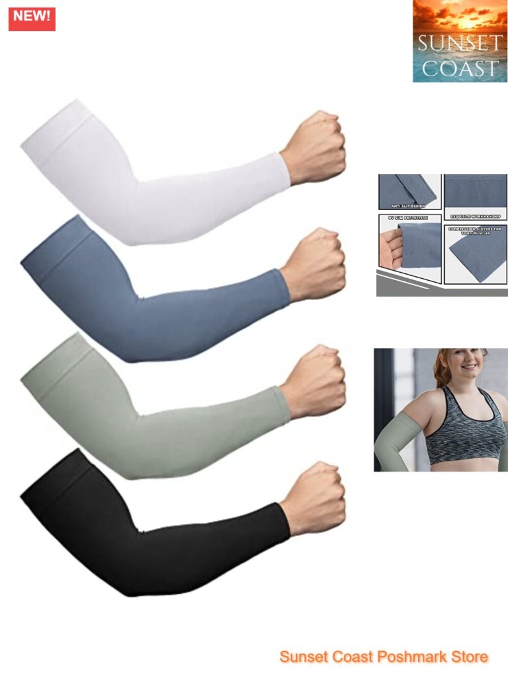 4 Pairs UPF 50 Cooling Arm Sun Sleeves Ice Silk Compression Shooter Sleeves for
